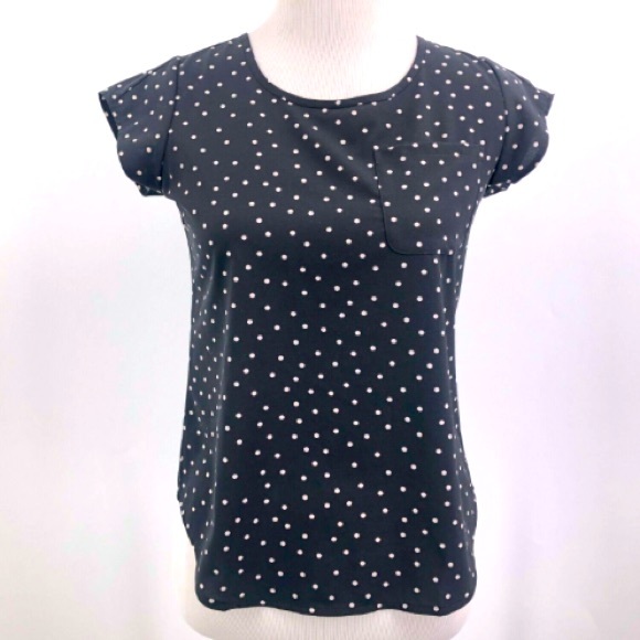 Ann Taylor Tops - ANN Taylor petite | Black and white polka dot short sleeved blouse